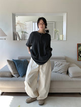WAFFLE BUTTON OVERSIZED TEE (3C)