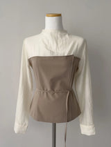 [Belt SET] Souffle Pintuck Layered Blouse