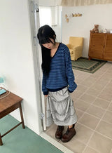 Jibram Frill Tiered Flower Banding Long Skirt