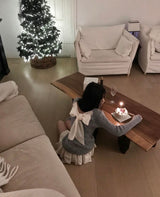 モネットバックリボンサテンポイントニットトップ