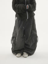 Drop buckle cargo denim pants -2C