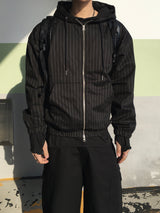 Miller cotton striped zip-up