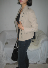 Gashu Napoleon-style buttoned semi-high neck transitional autumn jacket