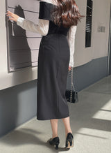 Monta Color Matching Off-Shoulder Knit Layered Shirt