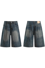 Washed Slub Denim Shorts