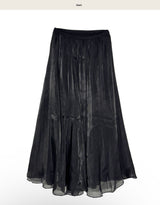 finit sheer pearl satin floor-length sk
