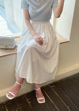 Shooly Pintuck Banding Flare Long Skirt