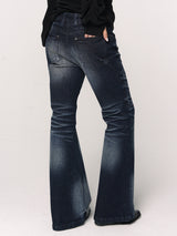 CONFUN Design sense three-dimensional cat whiskers, aged washed flared jeans style