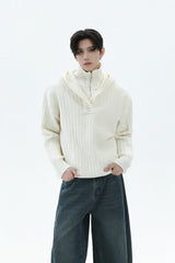 Heavyweight Layered Look Hooded Sweater