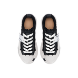Black 70s Frayed Canvas Platform Sneakers, Unisex Low Top Lace Up Shoes