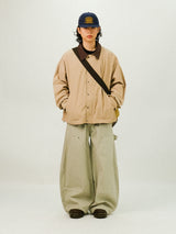 PU Double Knee Carpenter Wide Pants
