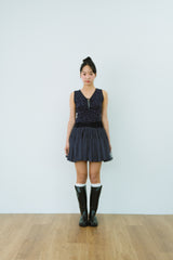 FLOWER EYELET LACE UP TOP