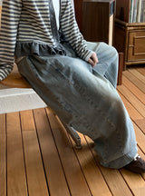 Dalt Side Pintuck Wide Denim Pants