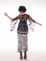 [EVIL TOOTH] Lace swallowtail butterfly Chinese style narrow-arm wide-sleeve cover-up, V-neck lace see-through swallowtail irregular waist design
