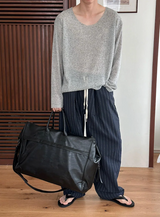 [Unisex] Linen stripe banding pants(2color)