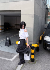 フリンジデニムスカートパンツ