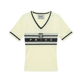 DVRK プリヴェバーロゴVネックニッティドTシャツ - CREAM