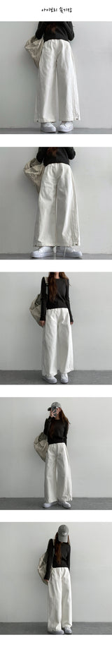 [3-tier length] [S–2XL] オフサイドタックワイドコットンパンツ (2 colors)