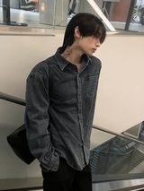 Washed denim shirt jacket
