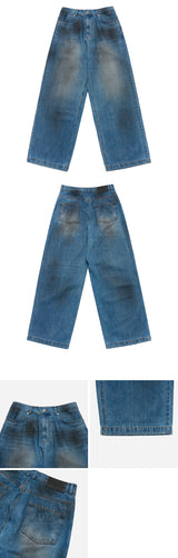 24FW  COATING WASHING WIDE DENIM PANTS DARK BLUE
