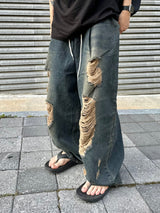 ウェスタンビンテージデストロイデニムバルーンパンツ