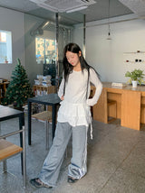 ピルファーレースブラッシュバンディングワイドパンツ