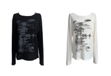 printed ribbed long sleeves (2color)