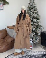 Aren Wool Raglan Belted Long Coat
