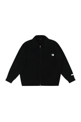 collar knit zip-up [black, ivory]