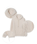[UNISEX]スノーケーブルフリースロングスリーブフーディー