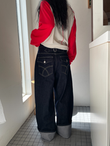 indigo wide pants