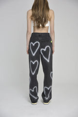 【数量限定】[unisex] heart denim pants (black) 