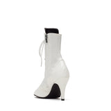サテンエナメルレースアップオープントゥヒール(White)