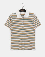 ナマ ストライプ ポロカラー 半袖Tシャツ