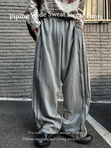Piping Wide Sweat Sweat Pants