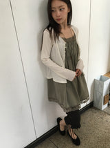 ウミ シャーリング レイヤード レース ノースリーブワンピース