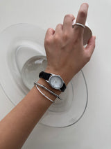 Oval leather watch