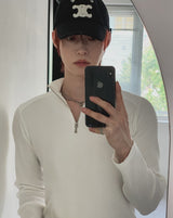 Jireon Half Zip-Up Ribbed Long Sleeve T-Shirt