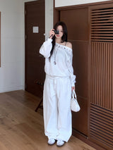 City Metal Eyelet One Off-Shoulder Brushed Sweatshirt