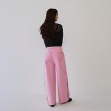 leather mix snap pants