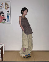 (2color) Detachable 2-Way Cargo Wide Half Cotton Pants