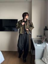LMN ecto pintuck D-ring long wide slacks (2 colors)