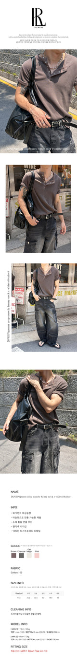 [S/S] Pigment crop muscle henry neck t-shirts(4color)