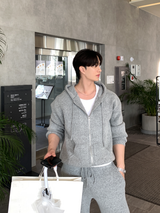[Set-up]Risquare Two-Way Oversized Fit Hooded Zip-Up Knitwear 