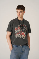 ピグメントエラープリンティドTシャツ - Charcoal