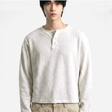 ワッフルクロップヘンリーネックTシャツ アイボリー
