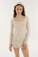Jam shirring top - beige