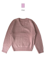 [UNISEX] オーバーフィットVネックヘラベーシックラグランニット (9 colors)
