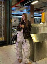 fade crack washed balloon leather jacket