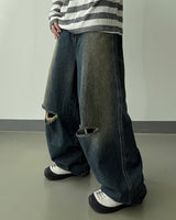 Limit destroyed wide denim pants